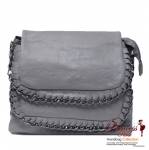 Designer Inspired Faux Leather Messenger Bag with Chain Trim